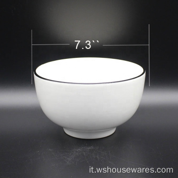 Ciotola in ceramica personalizzata in porcellana bianca per casa usando
